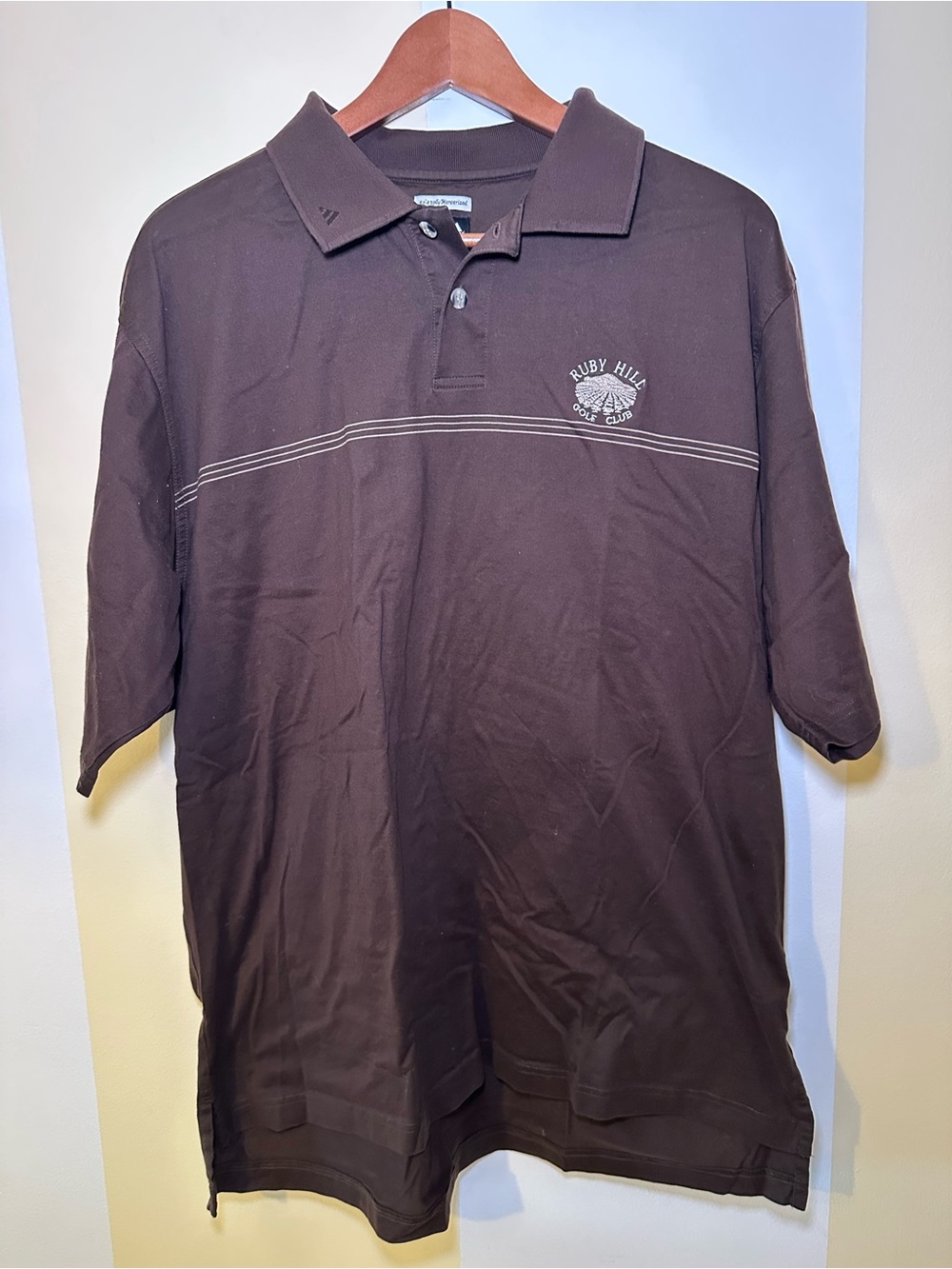 Adidas Ruby Hill Golf Club Polo Shirt Large Brown Mercerized Cotton